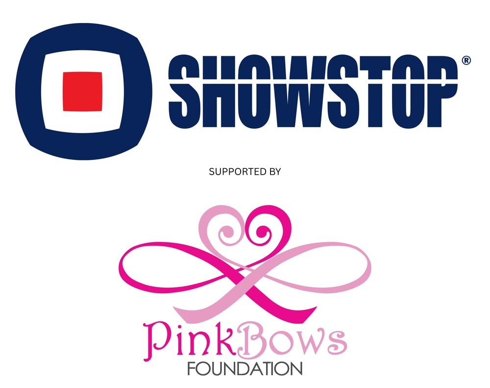 Logos von Showstop und Pink Bows Foundation, die für eine Veranstaltung im Bereich Veranstaltungssicherheit werben. IBIT.
