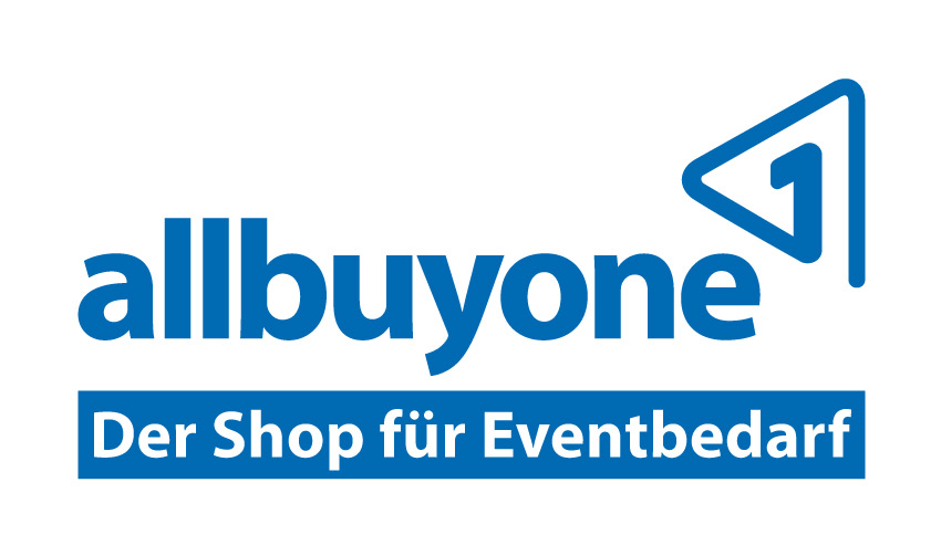 Logo von allbuyone, einem Shop für Eventbedarf, mit klaren blauen Farben und modernem Design, passend für IBIT.