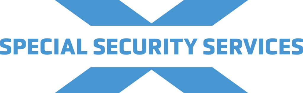 Logo von Special Security Services, in Blau und Schwarz gehalten, symbolisiert Sicherheit und Professionalität im Eventbereich. IBIT.
